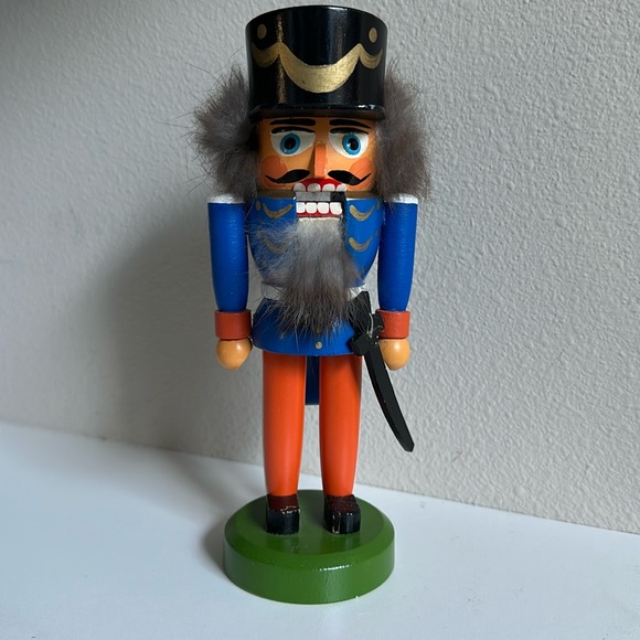 Holiday Vintage German Nutcracker Soldier Hussar Wooden Hand Painted